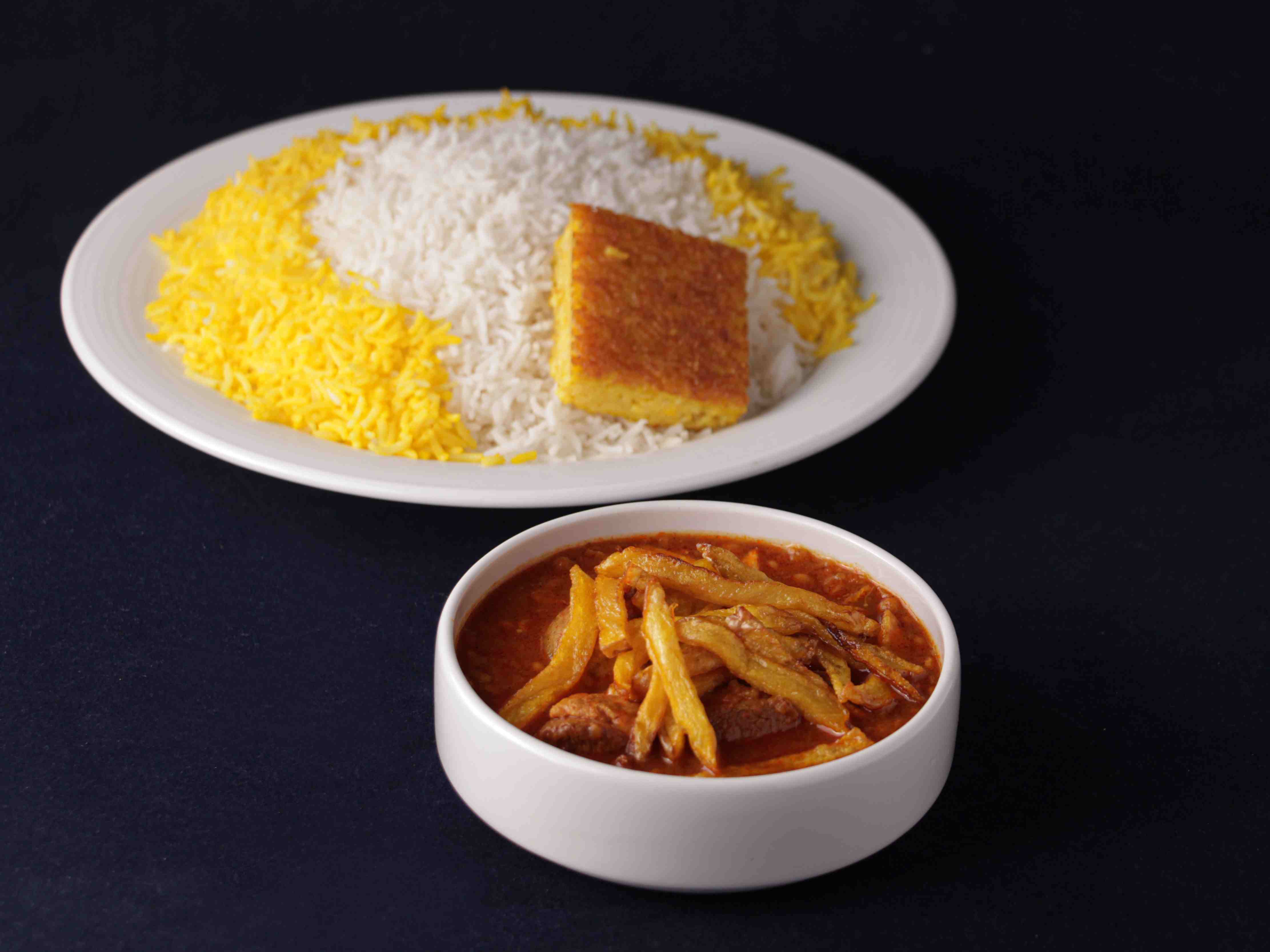 چلو خورش قیمه سیب زمینی