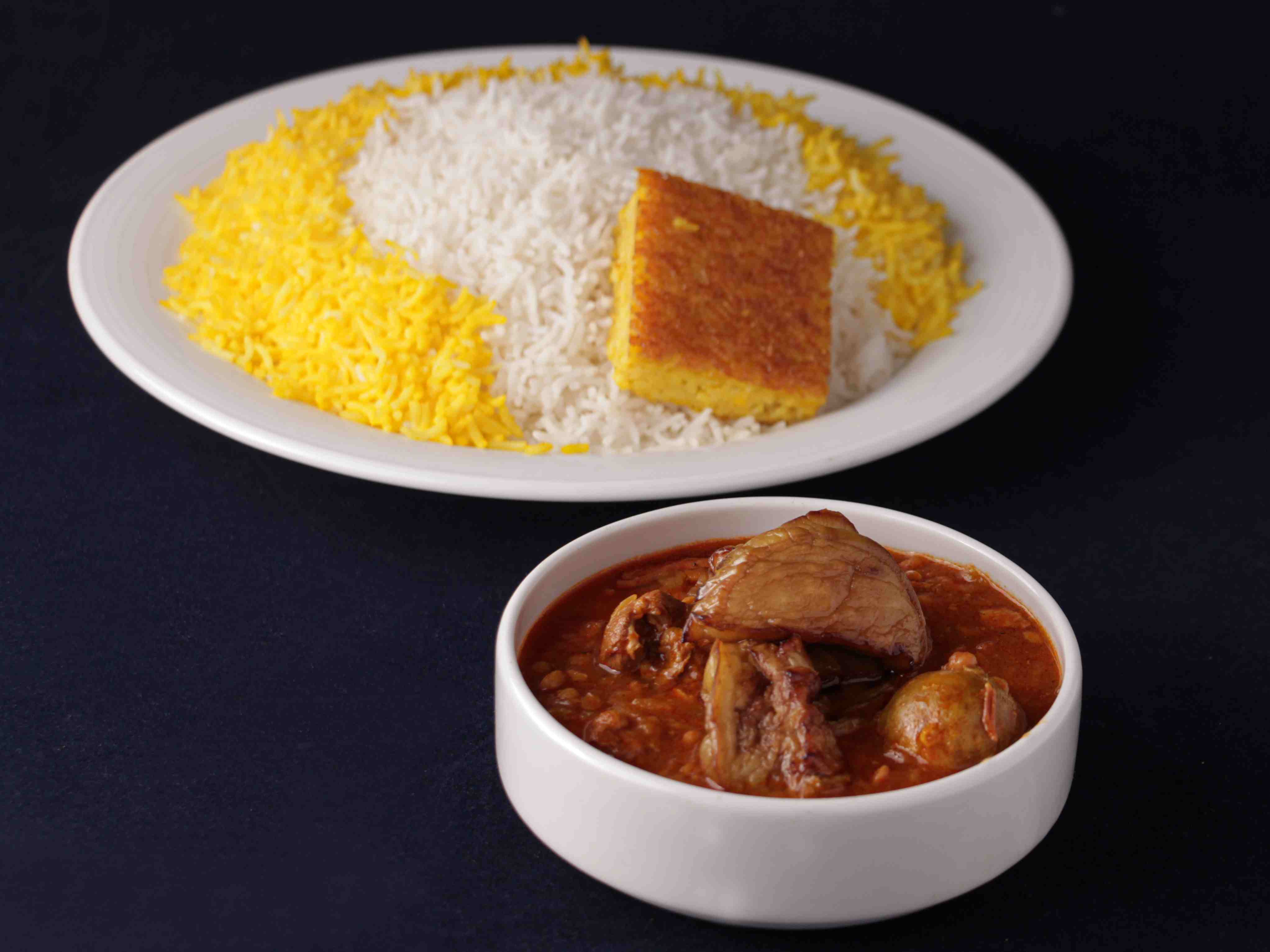 چلو خورش قیمه بادمجان