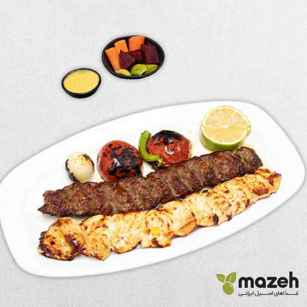خوراک کباب وزیری ممتاز با سبزیجات