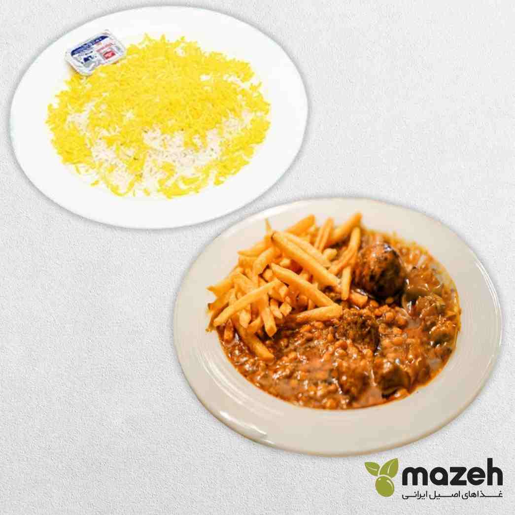 چلو خورشت قیمه سیب زمینی