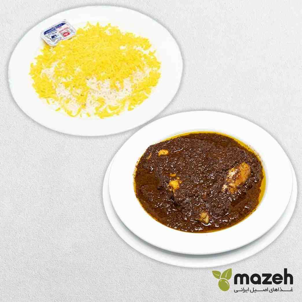 چلو خورشت فسنجان با ران مرغ