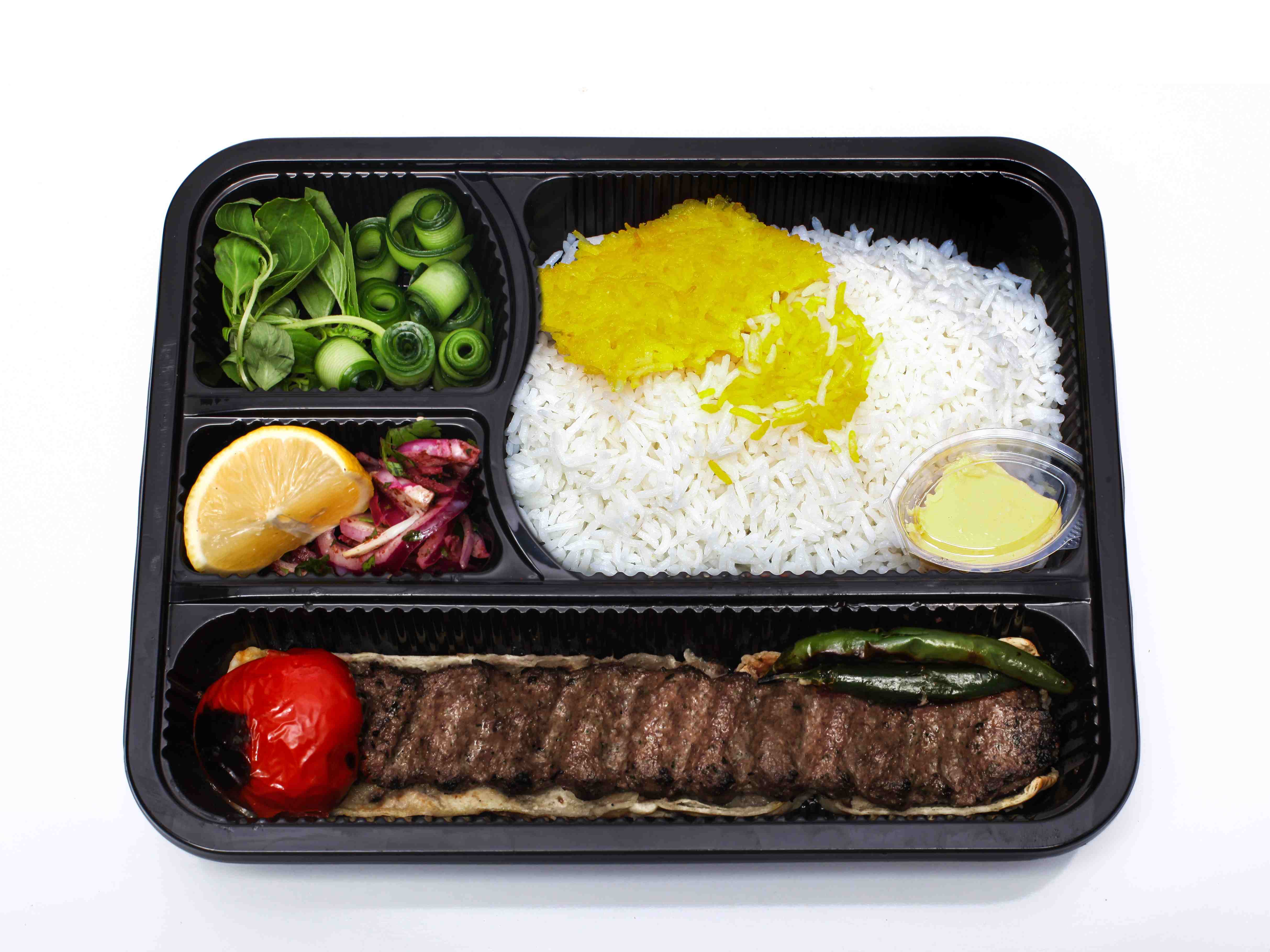 چلو کباب کوبیده تک سیخ